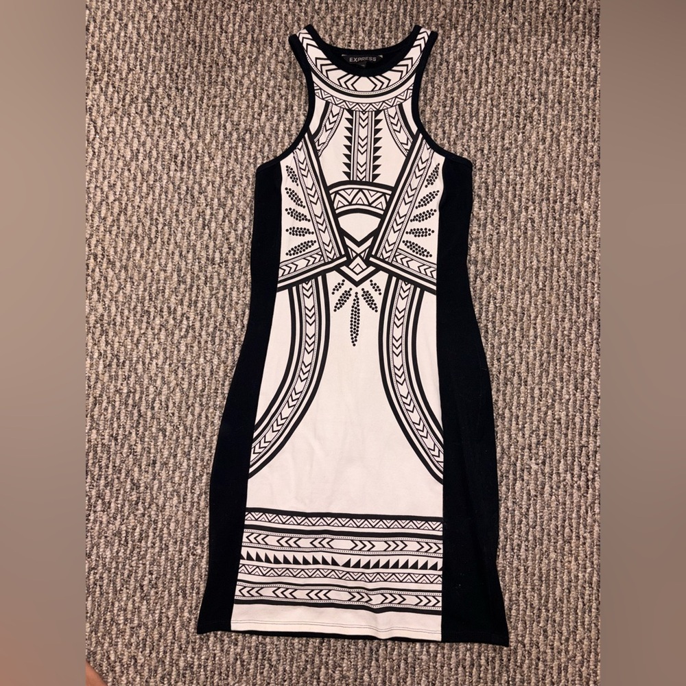 Express Black and White Tribal Mini Dress